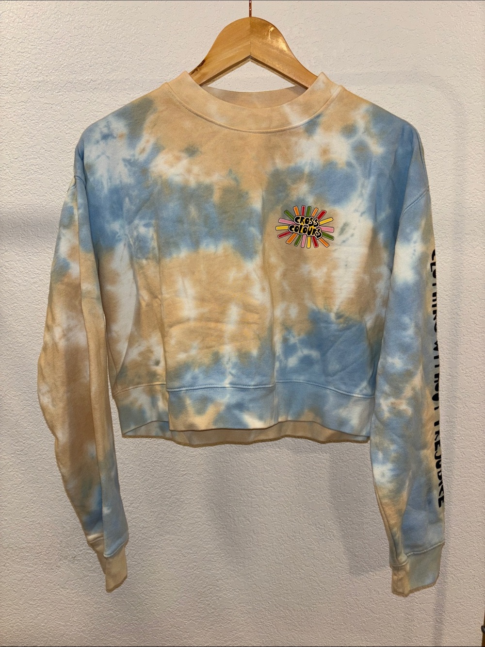 Cross Colours Women's Tie-Dye Crewneck Sweater - Blue & Tan